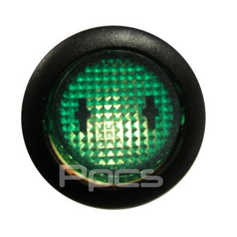 Rocker Switch – Black with Full Green Lens