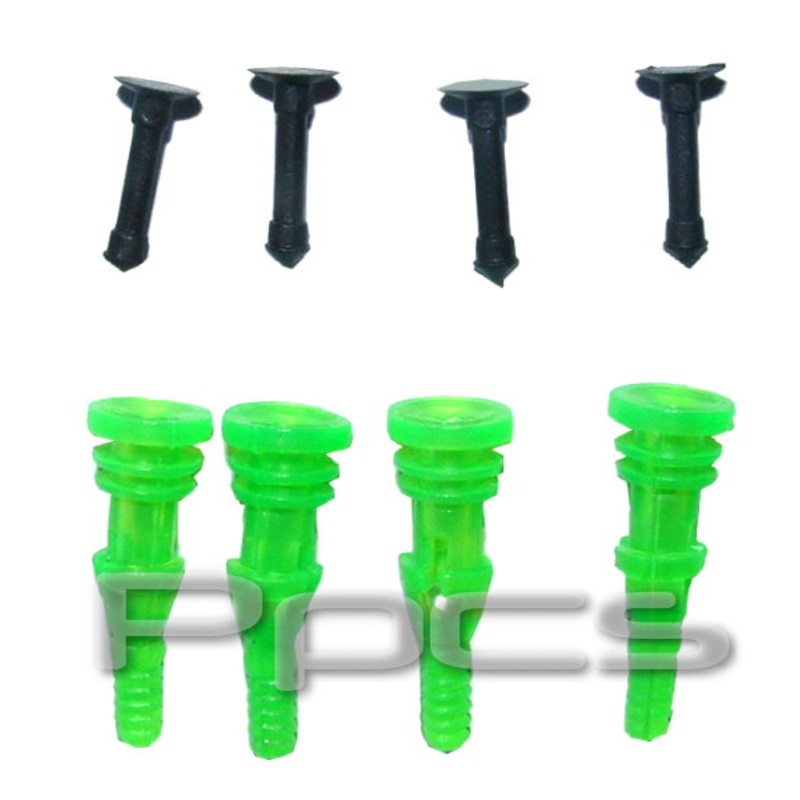 Deluxe Rubber Screws – Open Chassis Fan Mounts (Vibration Isolators) – Set of 4 – UV Green