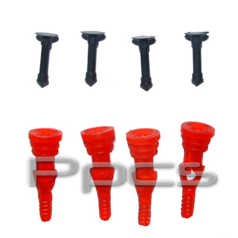 Deluxe Rubber Screws – Open Chassis Fan Mounts (Vibration Isolators) – Set of 4 – UV Red
