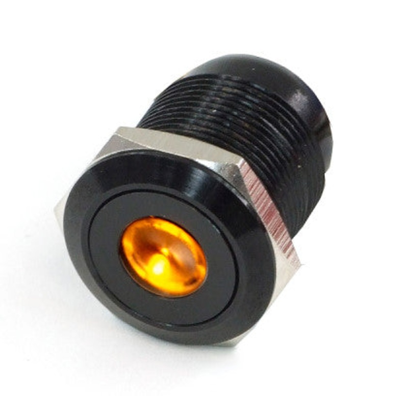 Vandal Resistant Illuminated Momentary Switch – Black – 22/19mm – Orange Dot