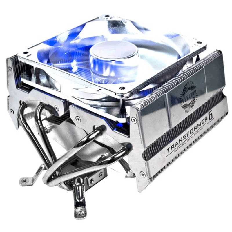 Evercool Transformer 6 Heat Pipe Cooler w/ 120mm Blue LED Fan – Sleeved