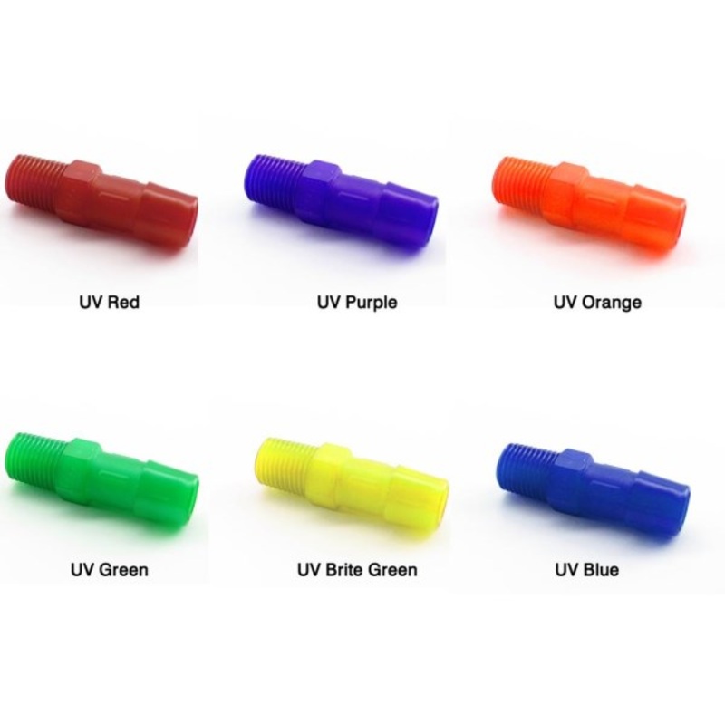 Primochill Polypropylene Flanged 1/4 BSPT (G 1/4) Threaded to 1/2 Straight Barb – UV Colors