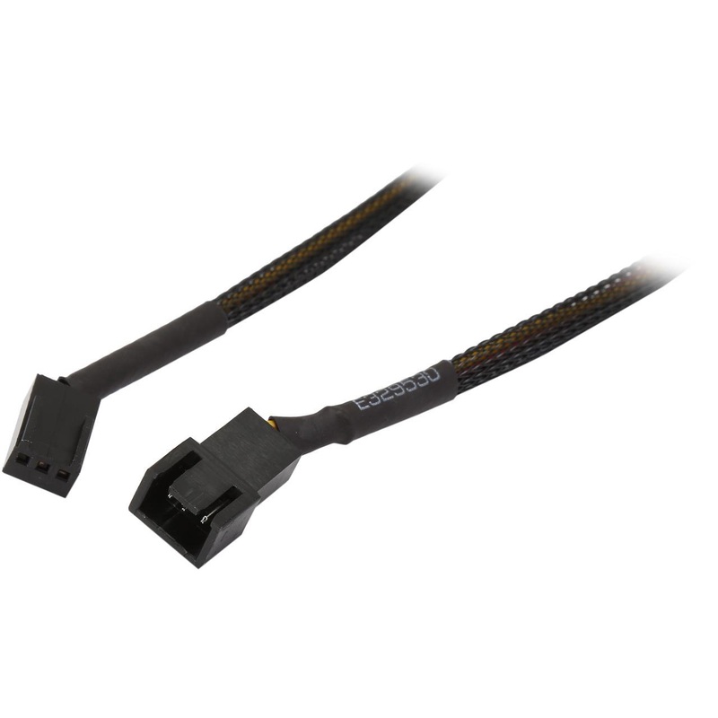 3-Pin Fan Extension Cable 18 Black – Sleeved