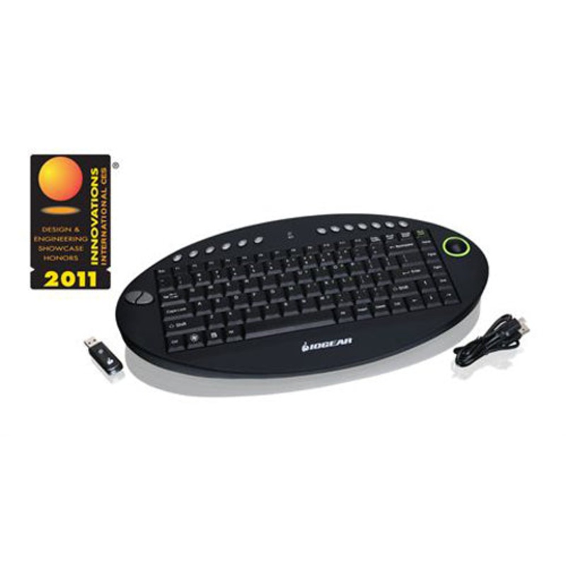 IOGEAR 2.4GHz Wireless On-Lap Keyboard with Optical Trackball and Scroll Wheel