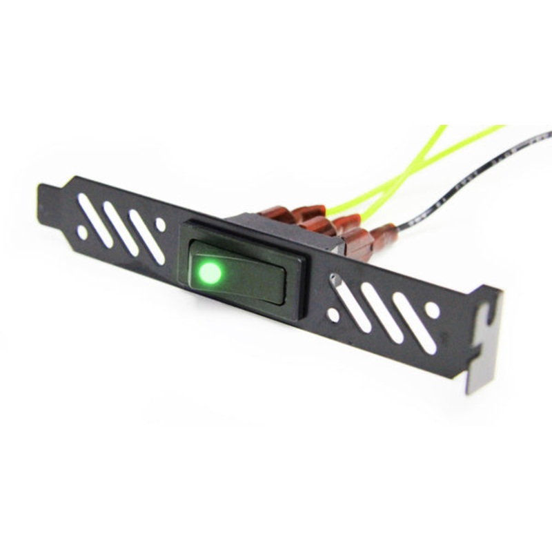 ModMyToys Premium Vented Black PCI Bracket with LED Rocker Switch – Green