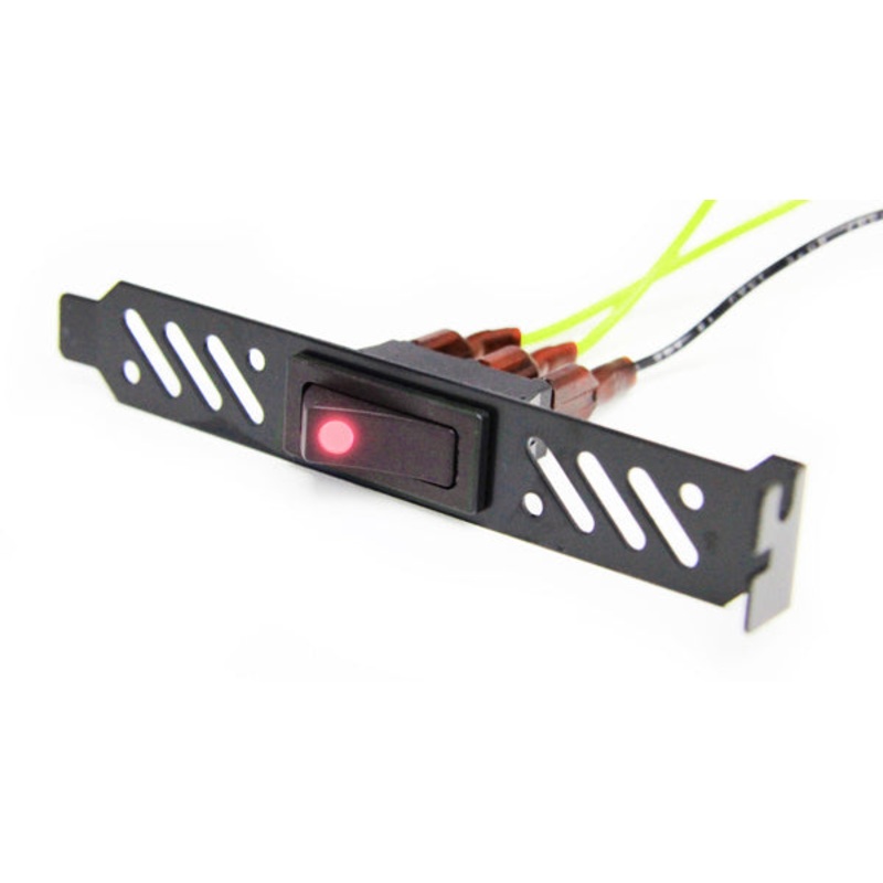 ModMyToys Premium Vented Black PCI Bracket with LED Rocker Switch – Red