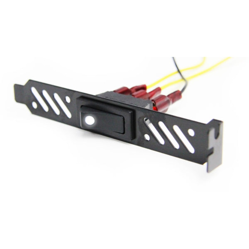 ModMyToys Premium Vented Black PCI Bracket with LED Rocker Switch – White