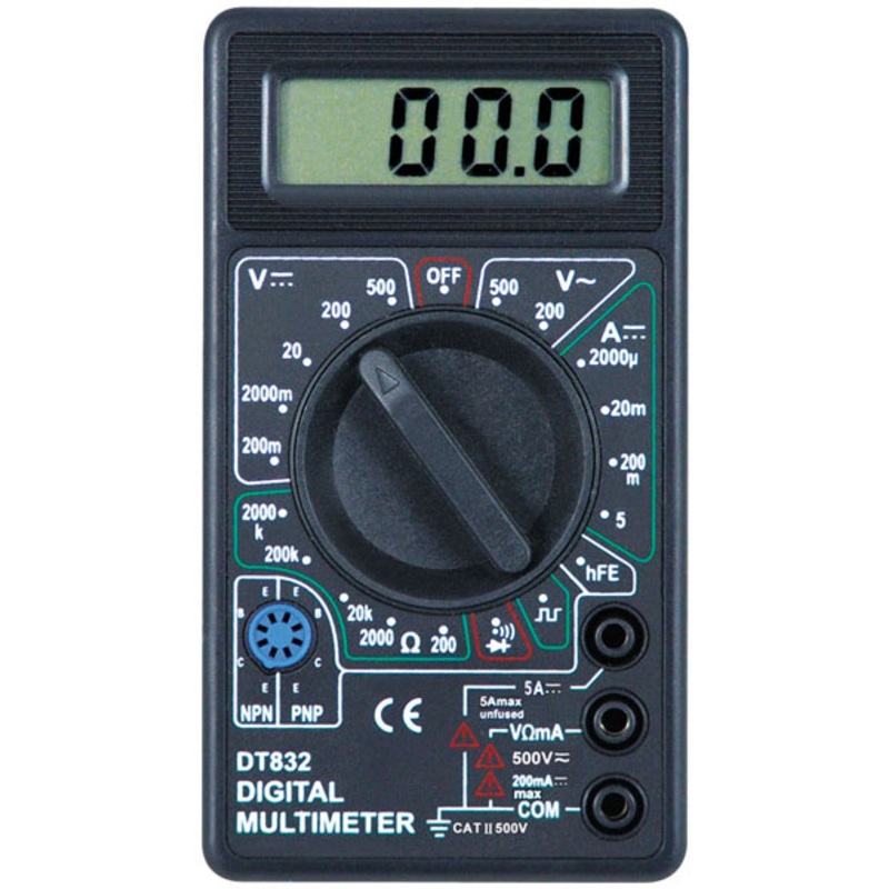 3-1/2 Digit 19 Range Digital Multimeter With Transistor Test