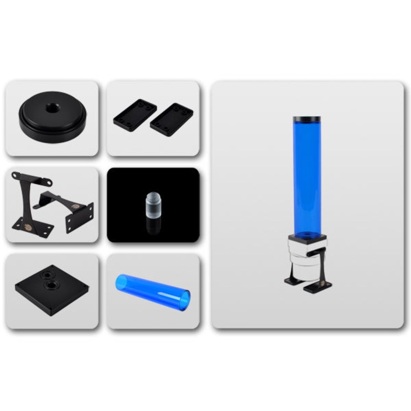 Bitspower Dual / Single D5 Top Upgrade Kit 250 (ICE Blue Tube + Black POM Cap)