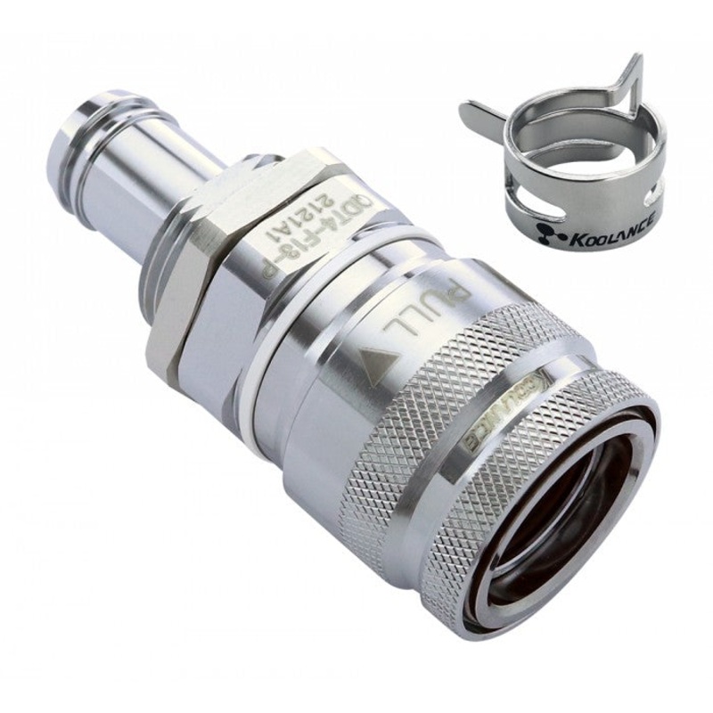 QDT4 EPDM Female Quick Disconnect No-Spill Coupling, Panel Barb for ID 13mm (1/2in)
