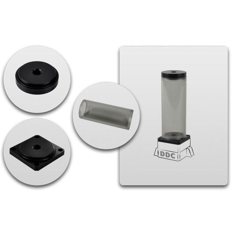 Bitspower Dual / Single DDC Top Upgrade Kit 150 (ICE Black Body & Black POM Cap)