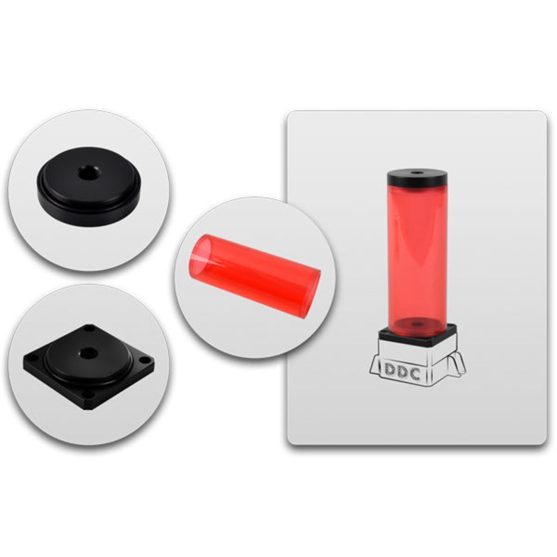 Bitspower Dual / Single DDC Top Upgrade Kit 150 (ICE Red Body & Black POM Cap)
