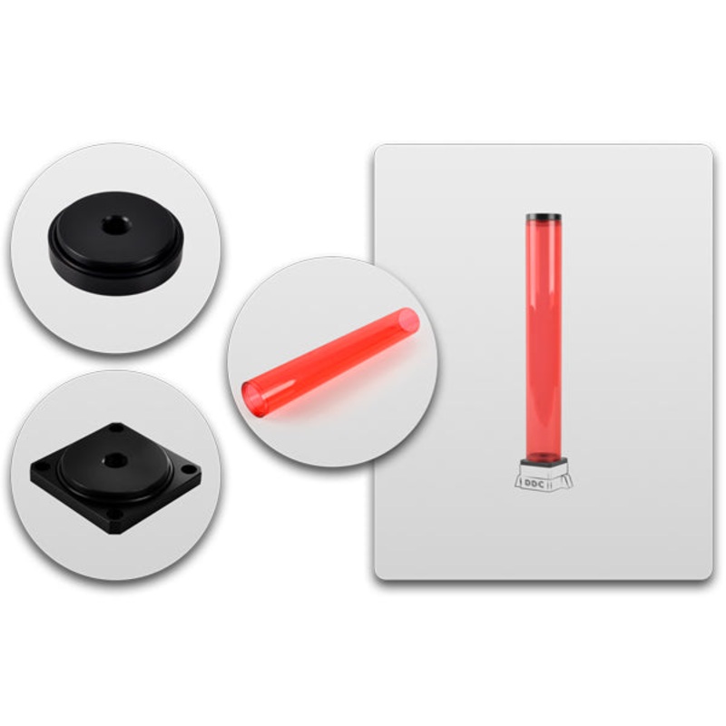 Bitspower Dual / Single DDC Top Upgrade Kit 400 (ICE Red Body & Black POM Cap)