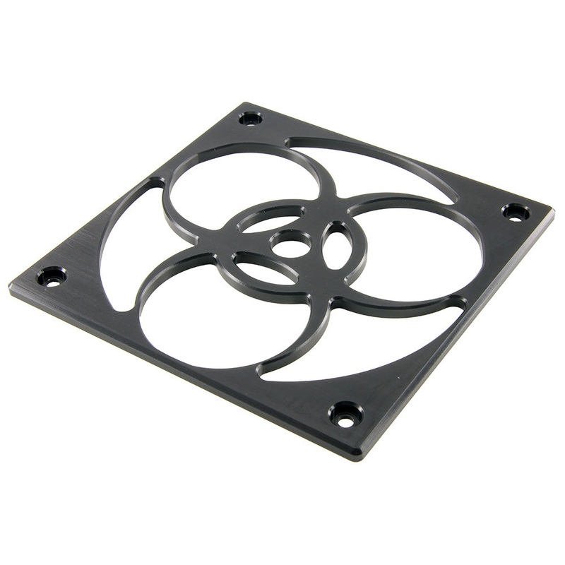 MNPCTech 120mm Machined Billet Theme Fan Grill – Biohazard – Black