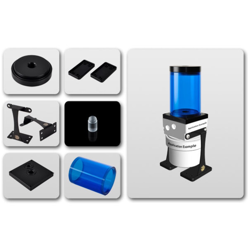 Bitspower Dual / Single D5 Top Upgrade Kit 80 (ICE Blue Tube + Black POM Cap)