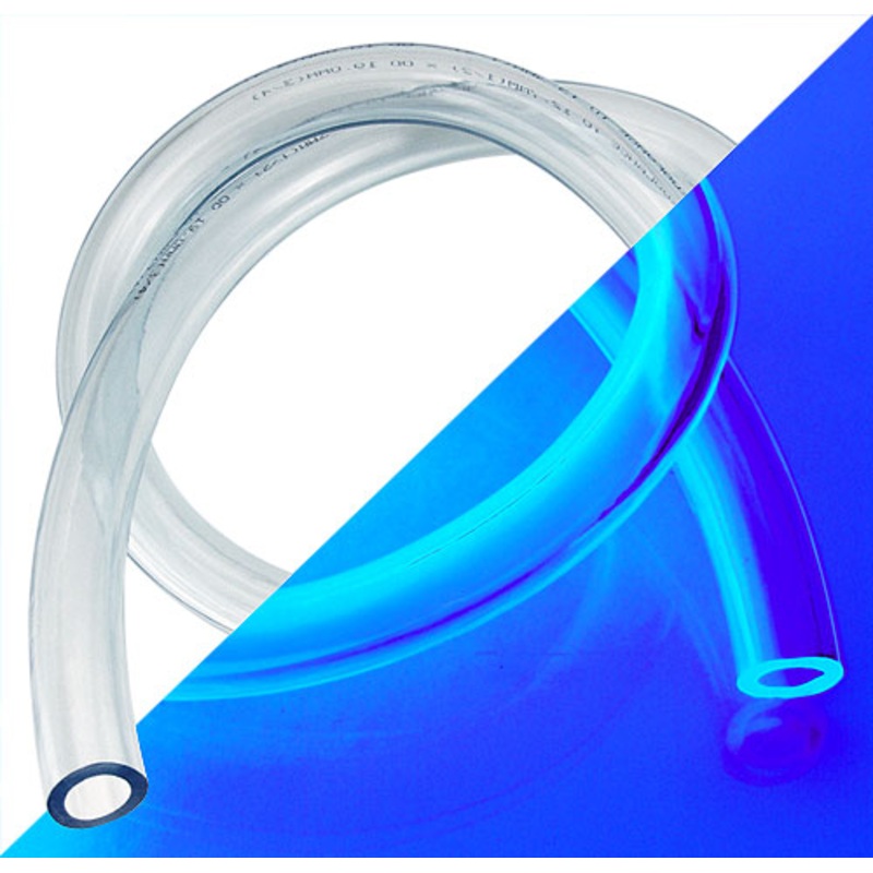Koolance Tubing, Clear UV-Reactive PVC, 10mm x 13mm (3/8in x 1/2in)