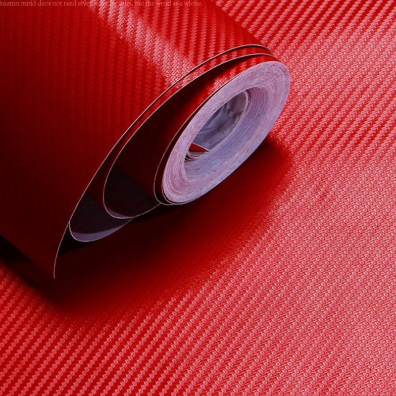 Carbon Fiber Film – 3D Matte Dry Vinyl with Texture – Red