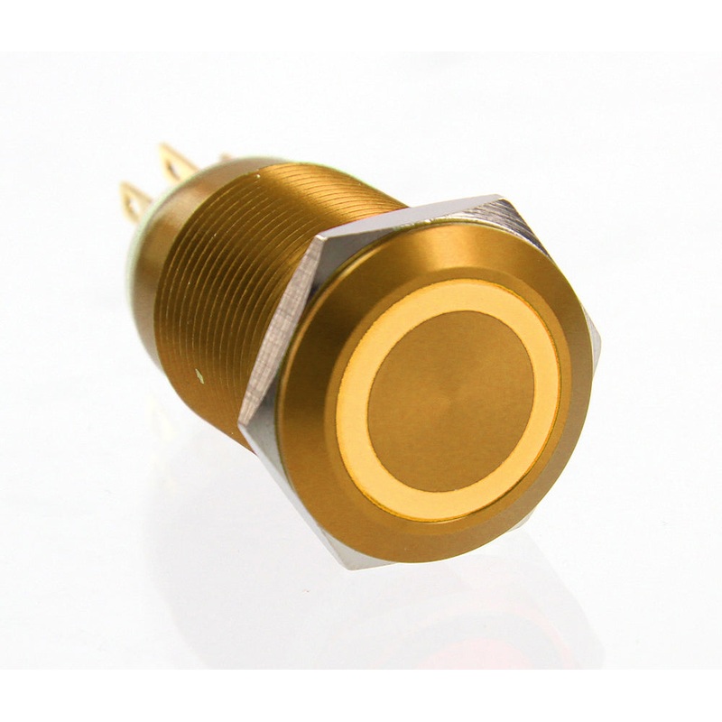 ModMyToys Anodized Illuminated Switch – 22mm Latching – Gold/Amber