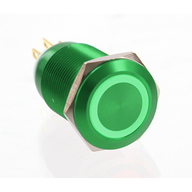 ModMyToys Anodized Illuminated Switch – 22mm Latching – Green/Green