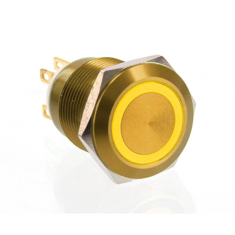 ModMyToys Anodized Illuminated Switch – 22mm Momentary – Gold/Amber