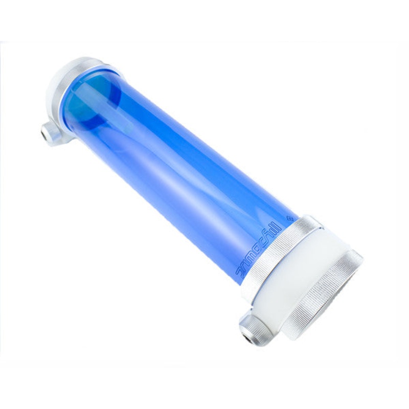 PrimoChill CTR Compression Tube Reservoir System Phase 2 D5 Enabled – White POM – 240mm Blue
