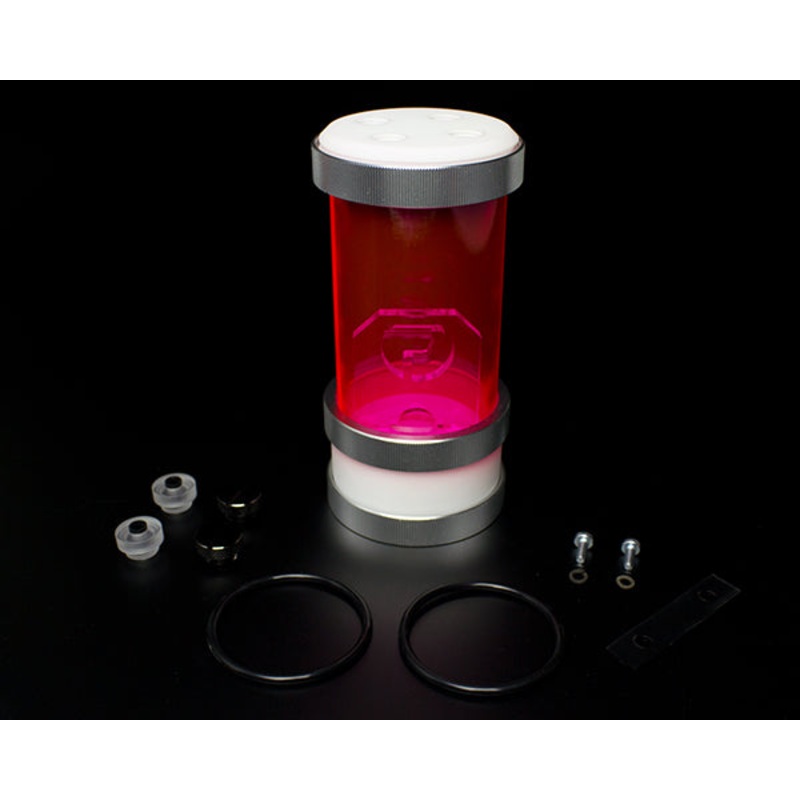 PrimoChill CTR SFF Compression Tube Reservoir System Phase 2 D5 Enabled – White POM- 120mm UV Red/Pink
