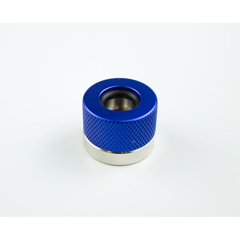 Rigid Ghost Compression G1/4 Fitting to 3/8 x 1/2 Knurled Coupler – Anodized Blue