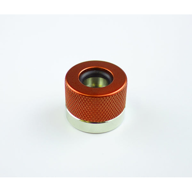 Rigid Ghost Compression G1/4 Fitting to 3/8 x 1/2 Knurled Coupler – Anodized Orange