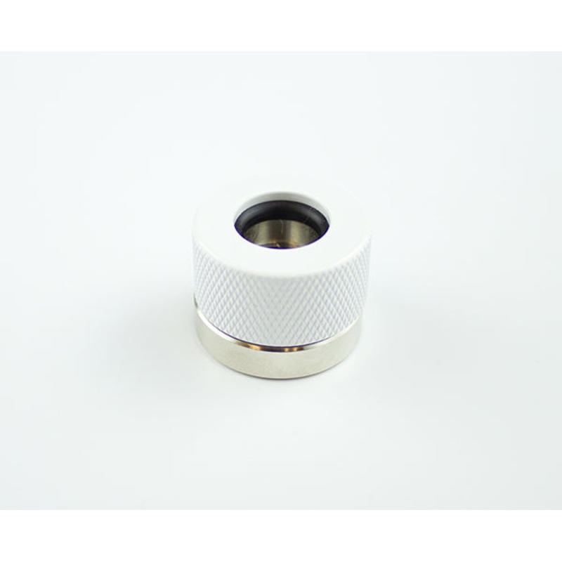 Rigid Ghost Compression G1/4 Fitting to 3/8 x 1/2 Knurled Coupler – Anodized White