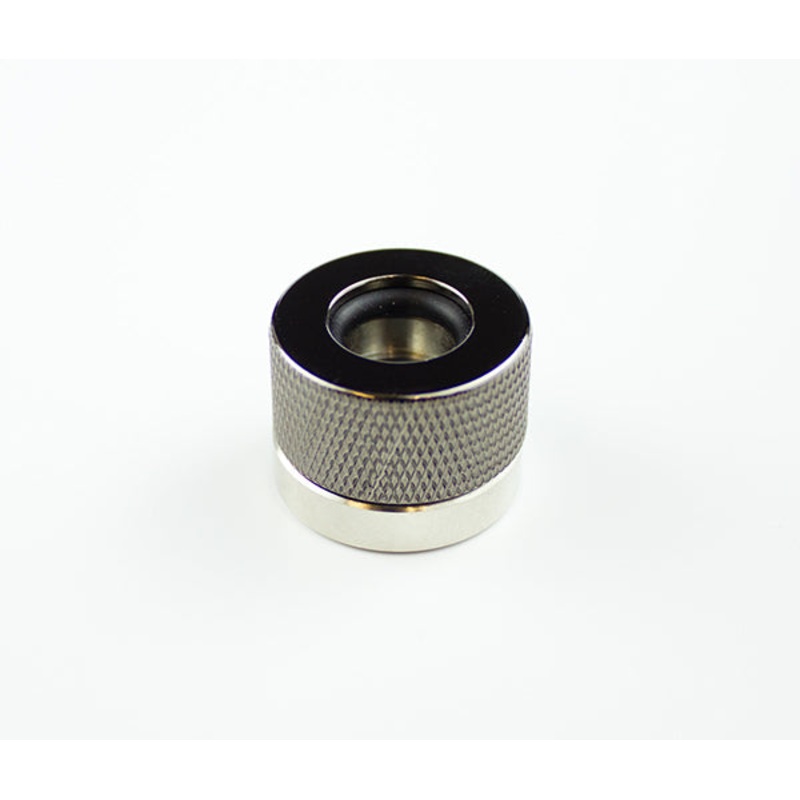 Rigid Ghost Compression G1/4 Fitting to 3/8 x 1/2 Knurled Coupler – Black Nickel Plated Brass