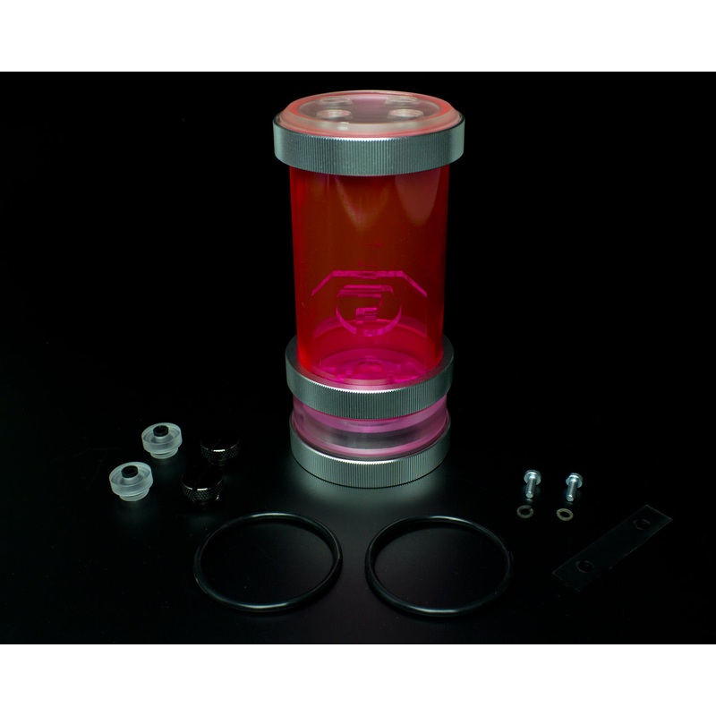 PrimoChill CTR SFF Compression Tube Reservoir System Phase 2 D5 Enabled – PMMA – 120mm UV Red/Pink