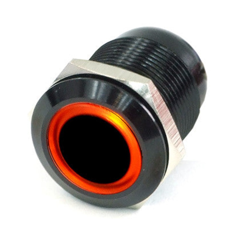 Vandal Resistant Illuminated Latching Switch – Black – 22/19mm – Orange Ring