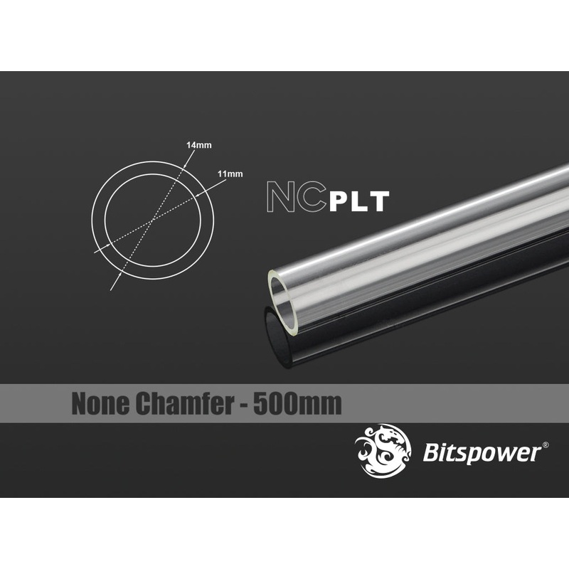 Bitspower None Chamfer PETG 14mm OD Tube Length 500mm