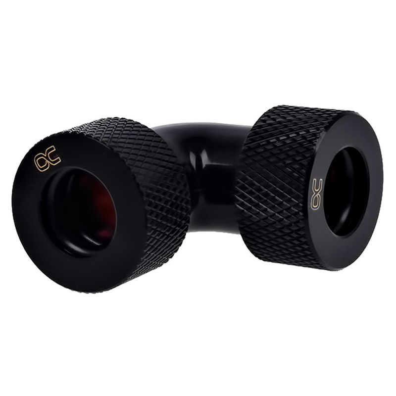 Alphacool HT 12mm HardTube compression fitting 90 L-connector for plexi- brass tubes – deep black