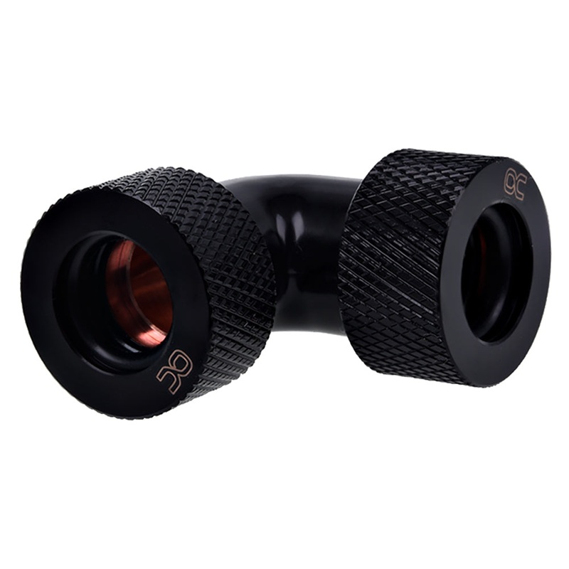 Alphacool HT 13mm HardTube compression fitting 90 L-connector for plexi- brass tubes – deep black