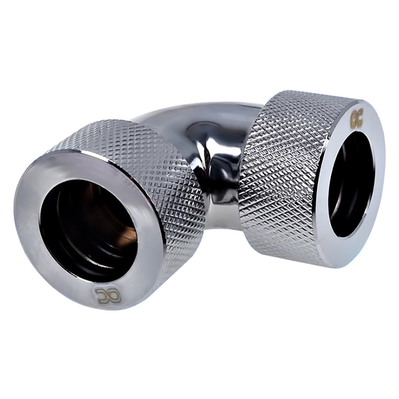 Alphacool HT 16mm HardTube compression fitting 90 L-connector for plexi- brass tubes – chrome