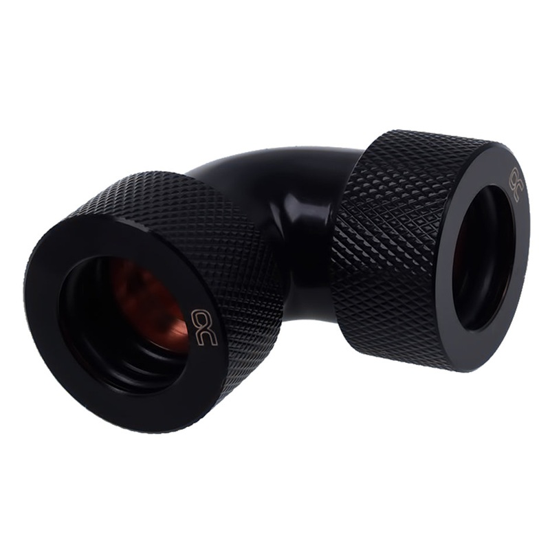 Alphacool HT 16mm HardTube compression fitting 90 L-connector for plexi- brass tubes – deep black