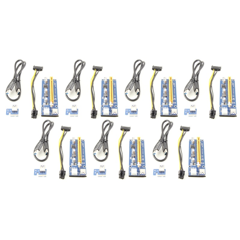 PPCS PCI Express Riser Card 1x to 16x PCI-E Risers 6Pin Power Version 007 – 7 Pack