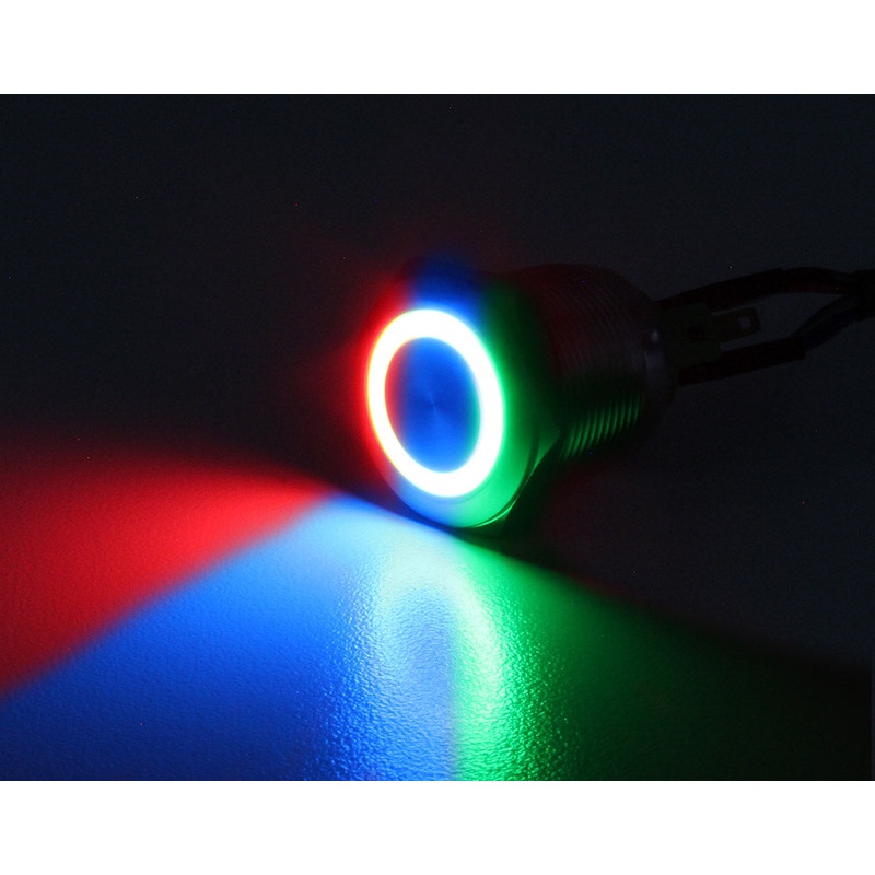 ModMyToys Anodized Illuminated Switch – Black – 25mm Latching – RGB Ring