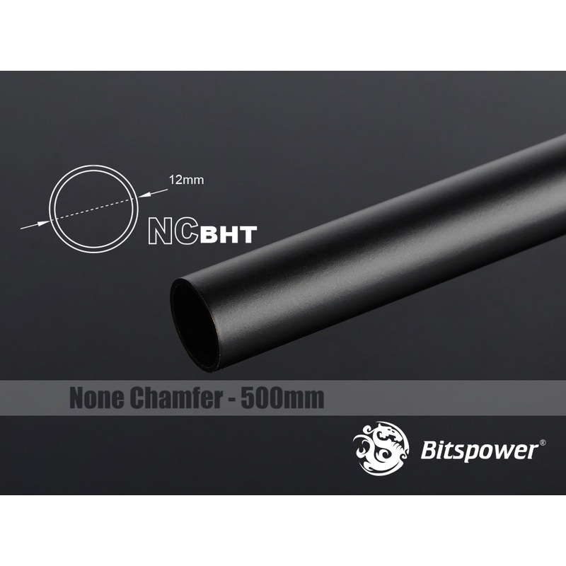 Bitspower None Chamfer Brass Hard Tubing OD12MM Carbon Black – Length 500 MM