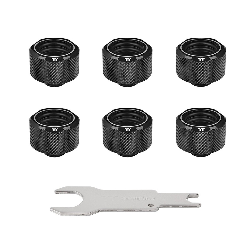 Thermaltake Pacific C-PRO G1/4 PETG Tube 16mm OD Compression  Black (6-Pack Fittings)