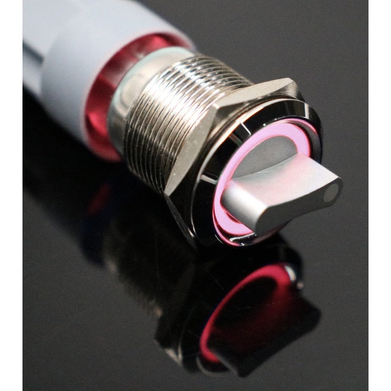 19mm 12V 3 positions Stainless Steel Switch With Illuminated Ring- Red