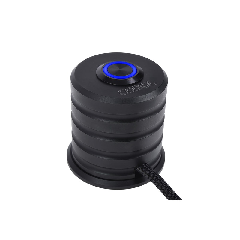 Alphacool Powerbutton with push-button 19mm blue lighting – deep black