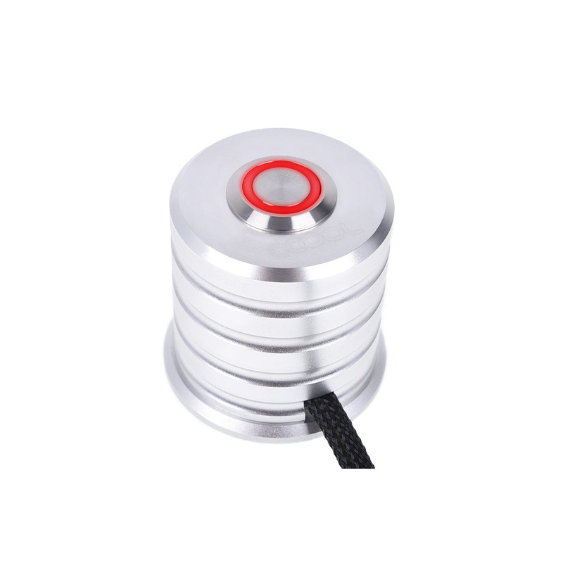 Alphacool Powerbutton with push-button 19mm red lighting – Chrome