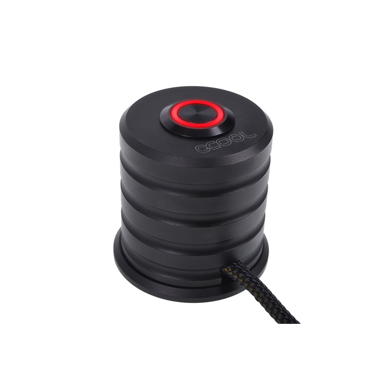 Alphacool Powerbutton with push-button 19mm red lighting – deep black