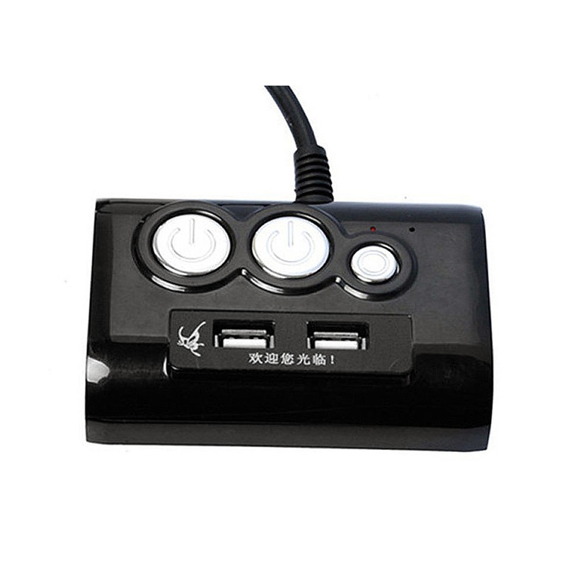 Desktop Power and Reset Button Switch With Dual USB Port Dual Audio Plug – Black