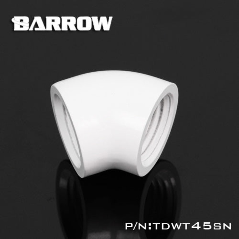 Barrow G1/4 45 Degree Female to Female Angled Adaptor Fitting – White