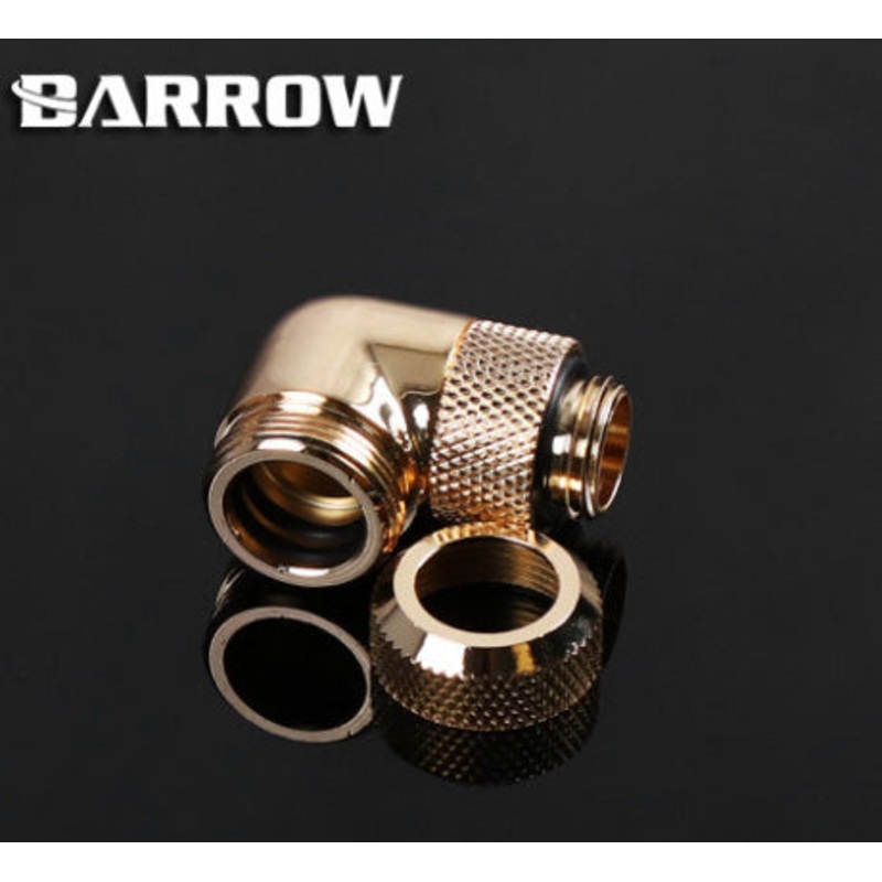 Barrow Compression Rotary 90-Degree Multi-Link Adapter – 14mm OD Rigid Tube – Gold