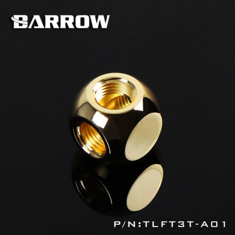 Barrow G1/4 Thread 3-Way Block Splitter Fitting – Gold