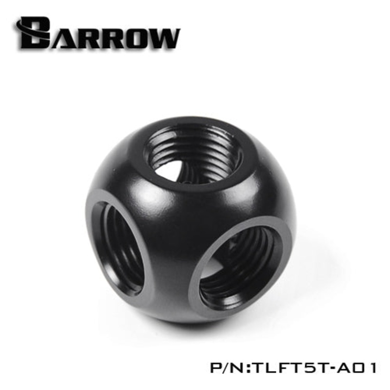 Barrow G1/4 Thread 5-Way Block Splitter Fitting – Black